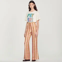 Cheap Wide-Leg Loose-Fitting Printed Pants Women Pants & Shorts