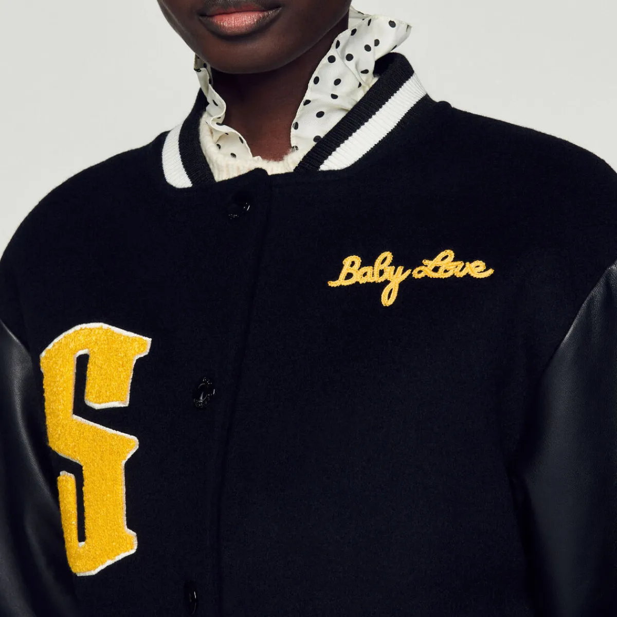 Shop Wool And Leather Varsity Jacket Women Jackets & Blazers