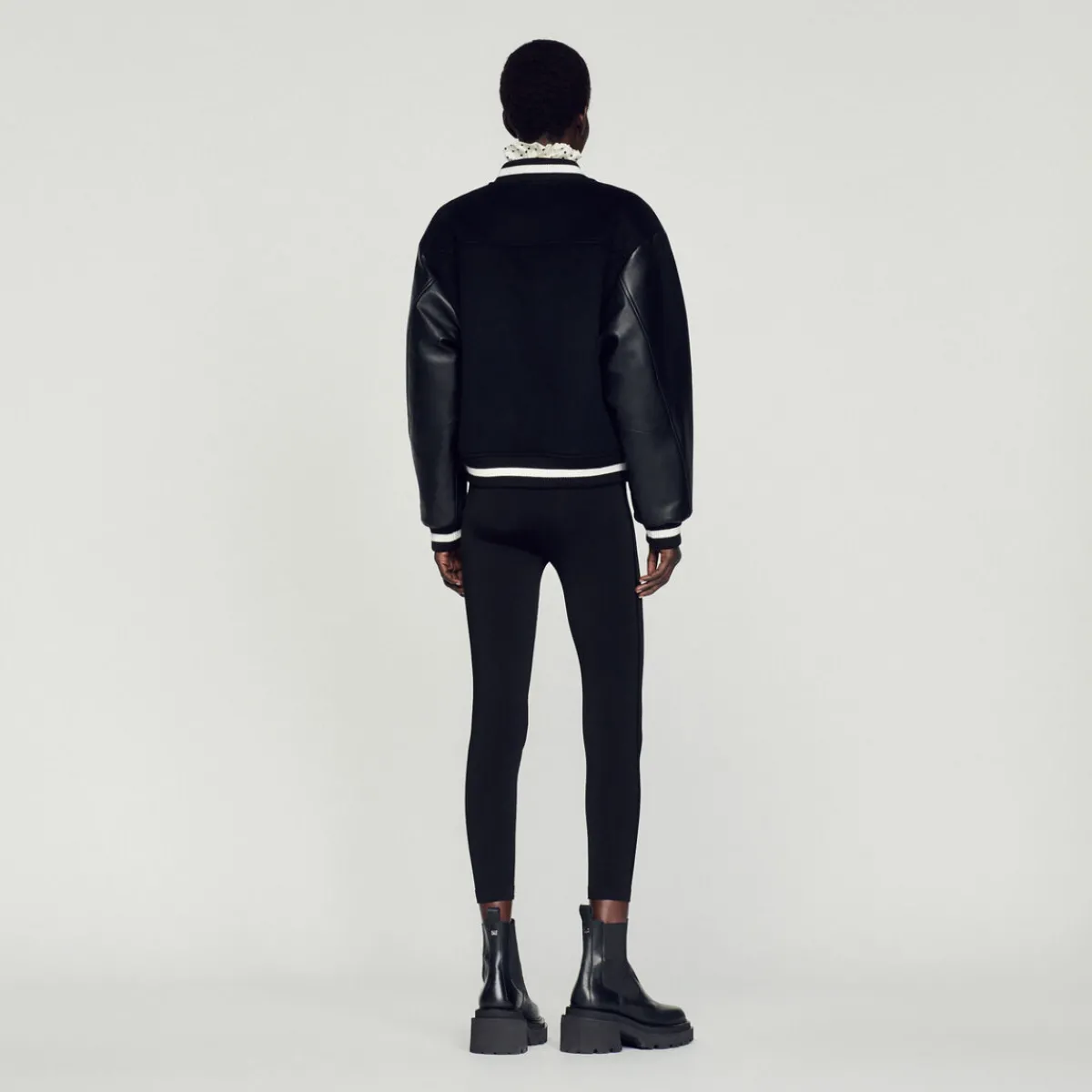 Shop Wool And Leather Varsity Jacket Women Jackets & Blazers