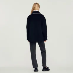 Cheap Wool Coat Embellished With Eyelets Women Coats