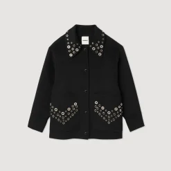 Cheap Wool Coat Embellished With Eyelets Women Coats