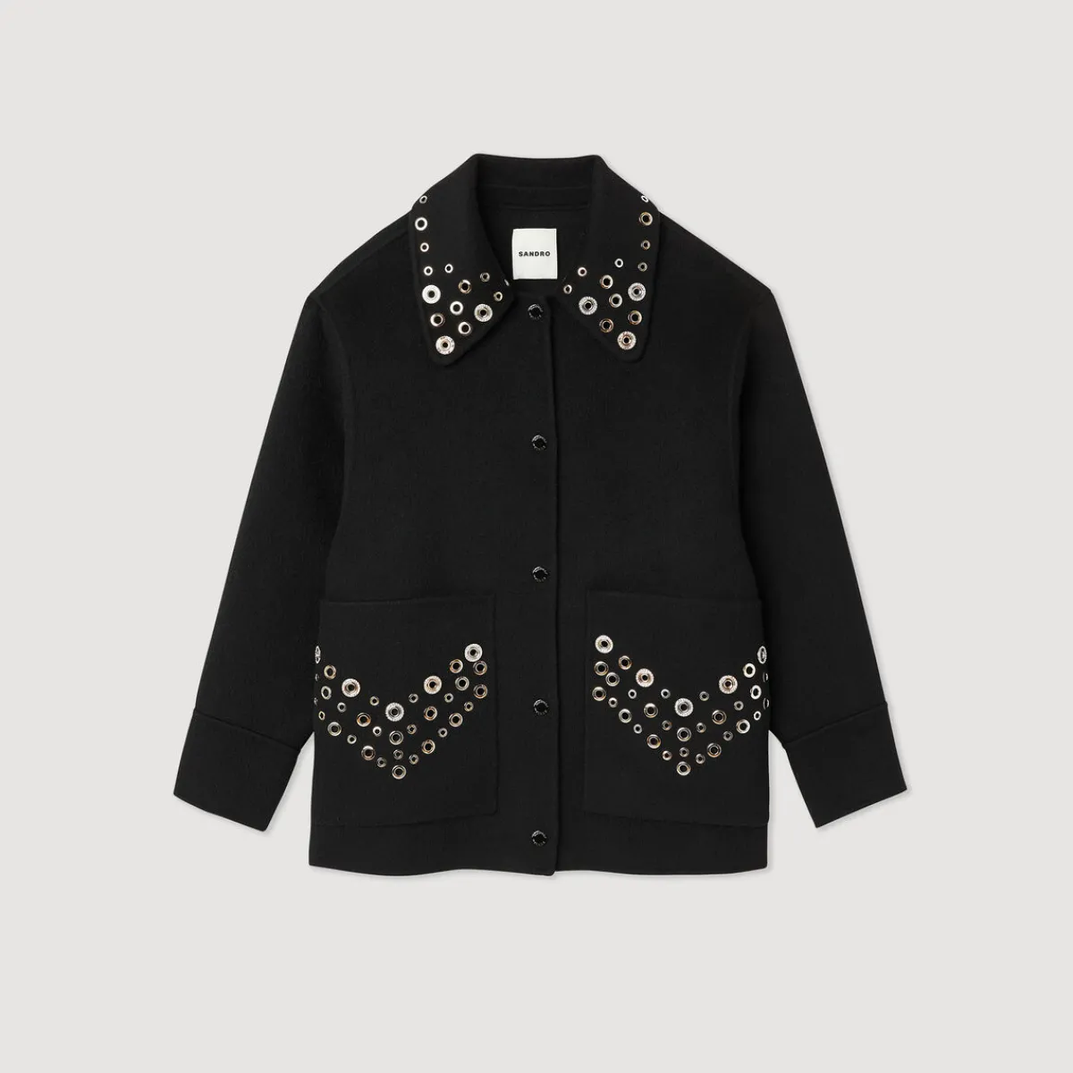 Cheap Wool Coat Embellished With Eyelets Women Coats