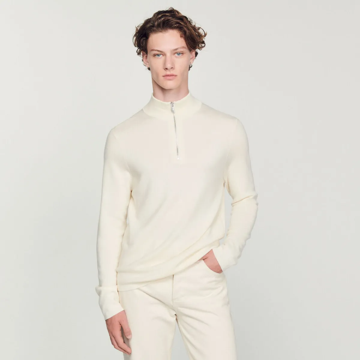 Online Wool Sweater With Zipped Collar Men Sweaters & Cardigans