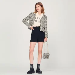 Shop Yza Tweed Houndstooth Bag Women Pouches & Handbags