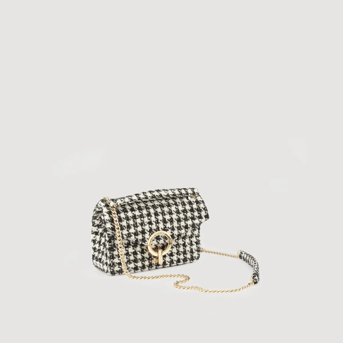 Shop Yza Tweed Houndstooth Bag Women Pouches & Handbags