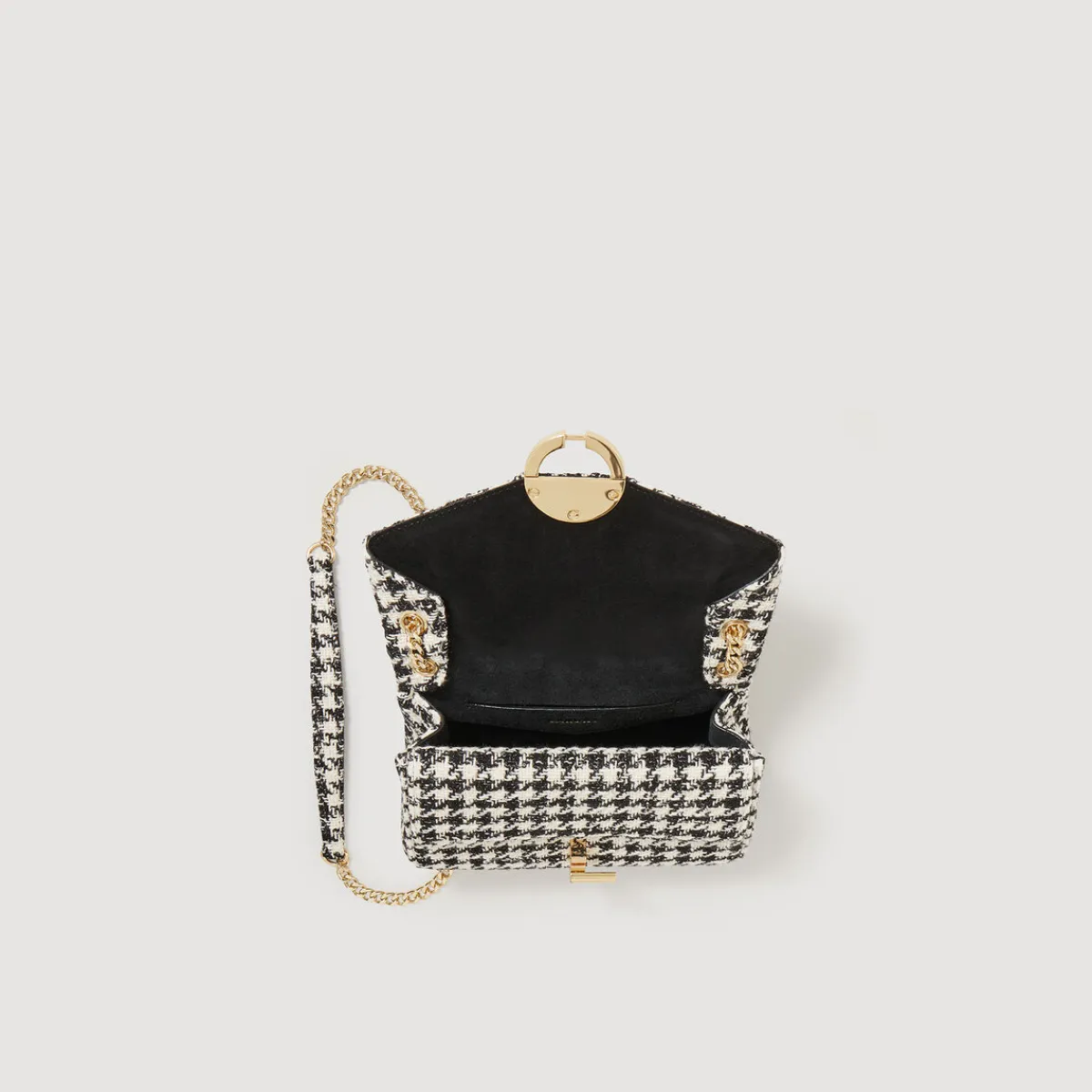 Shop Yza Tweed Houndstooth Bag Women Pouches & Handbags