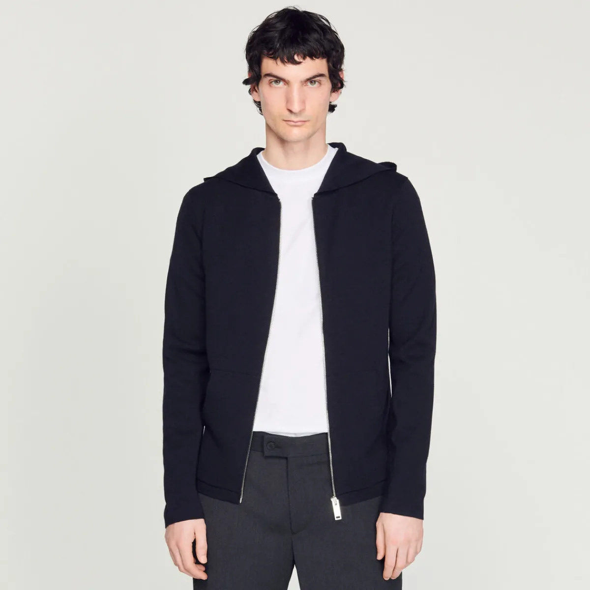 Discount Zipped Cardigan With Hood Men Sweaters & Cardigans