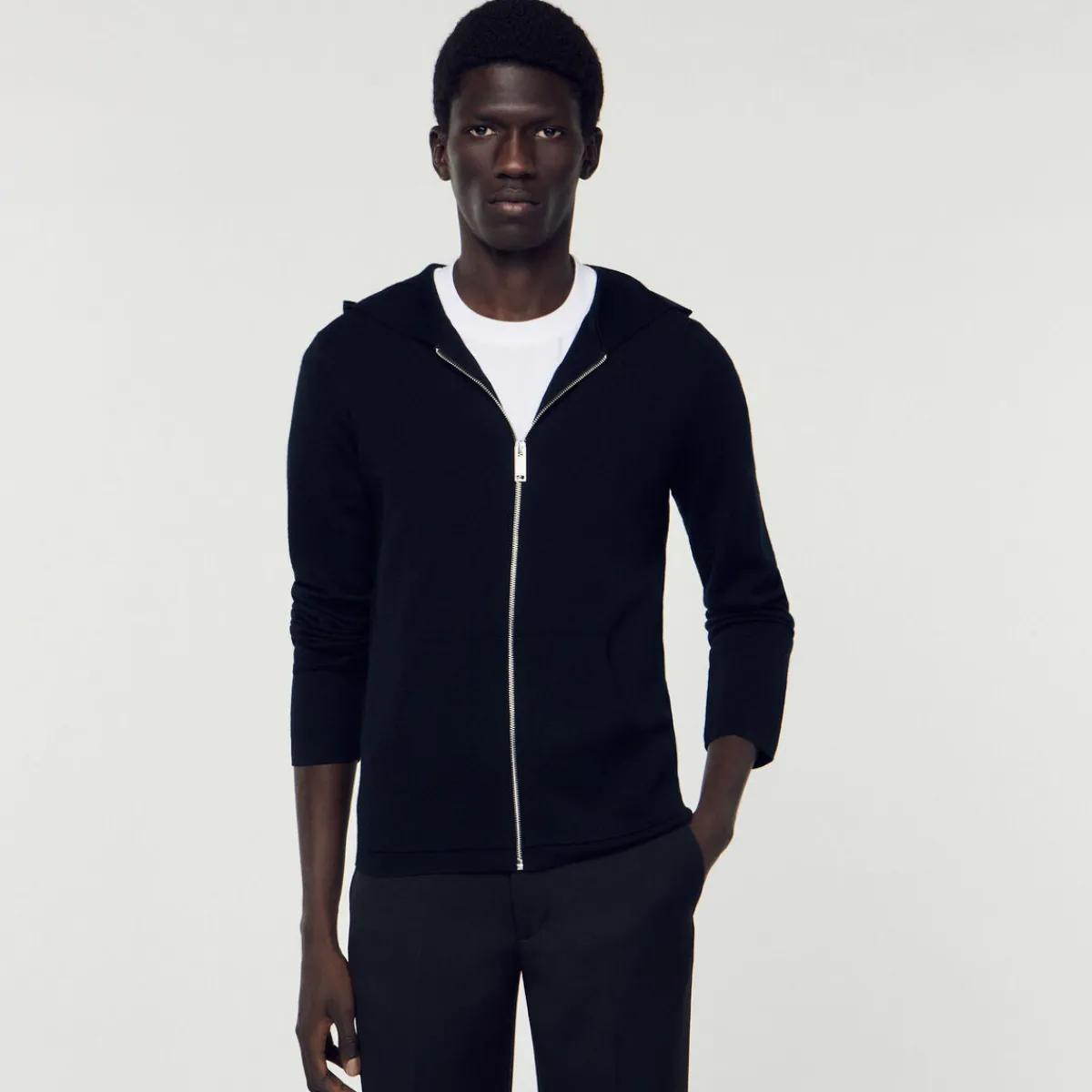 Sale Zipped Cardigan With Hood Men Sweaters & Cardigans