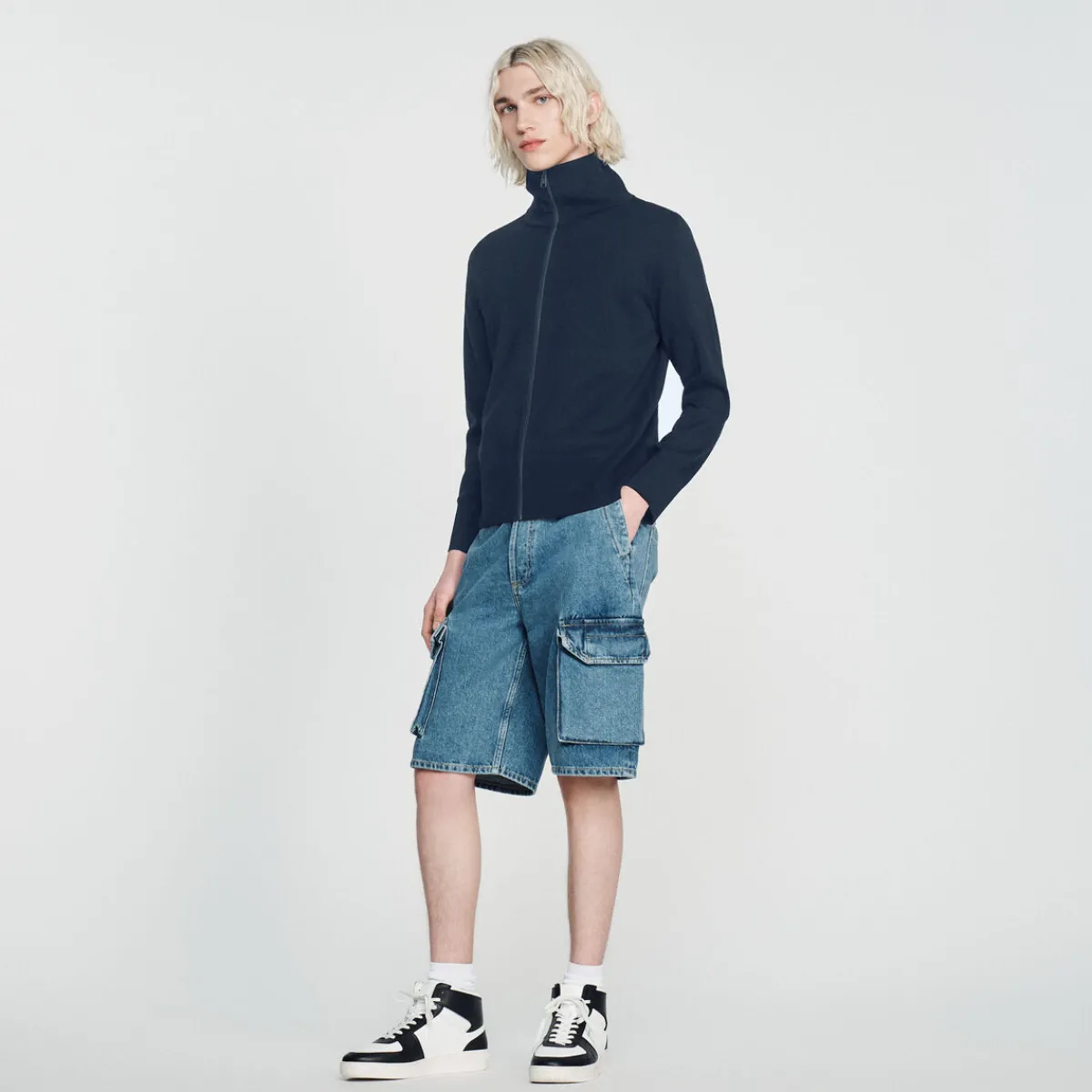 Cheap Zip-Up Wool Cardigan Men Sweaters & Cardigans